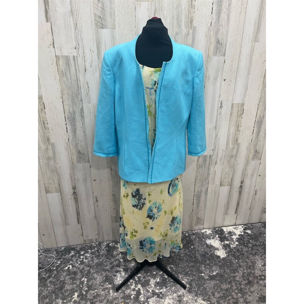 R&M Richards 2-Piece Dress & Jacket Set Womens 16w Multicolor Floral Maxi sku622